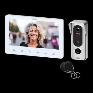 ANGU, video doorphone set, 4-wires, hands-free, LCD 7" monitor, with 800TVL camera, 13.56MHz RFID reader, white